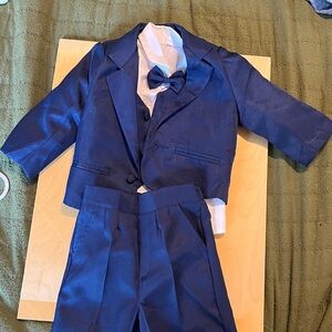 3-Piece Blue Toddler Suit with Bow Tie